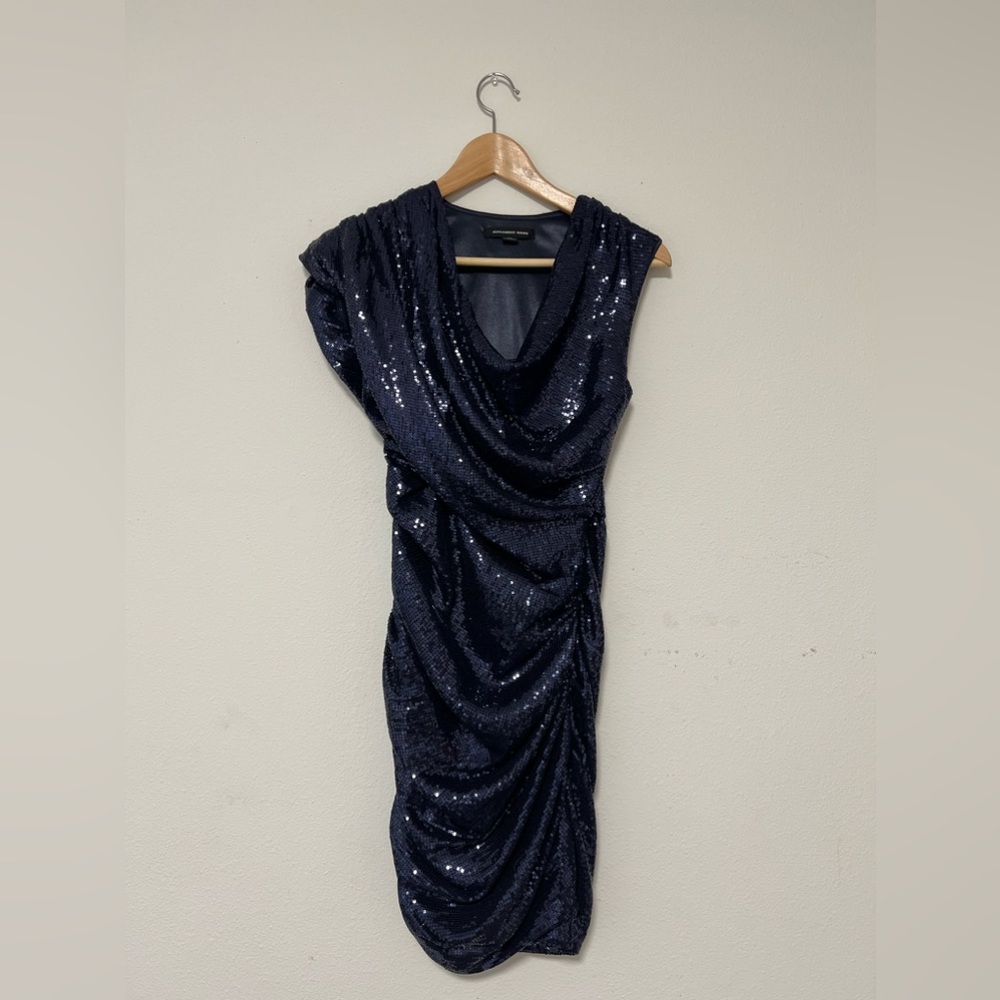 Alexander Wang Midnight Blue Sequin Mini Cowl Neck Cocktail Dress - Picture 1 of 9